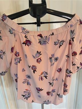 Rebecca Taylor Blush Pink Floral Off-Shoulder Blouse